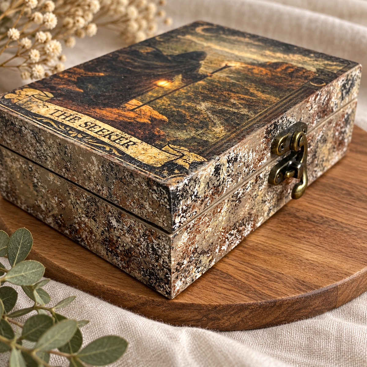 The Seeker – Hand-Painted Mystical Wooden Keepsake Box