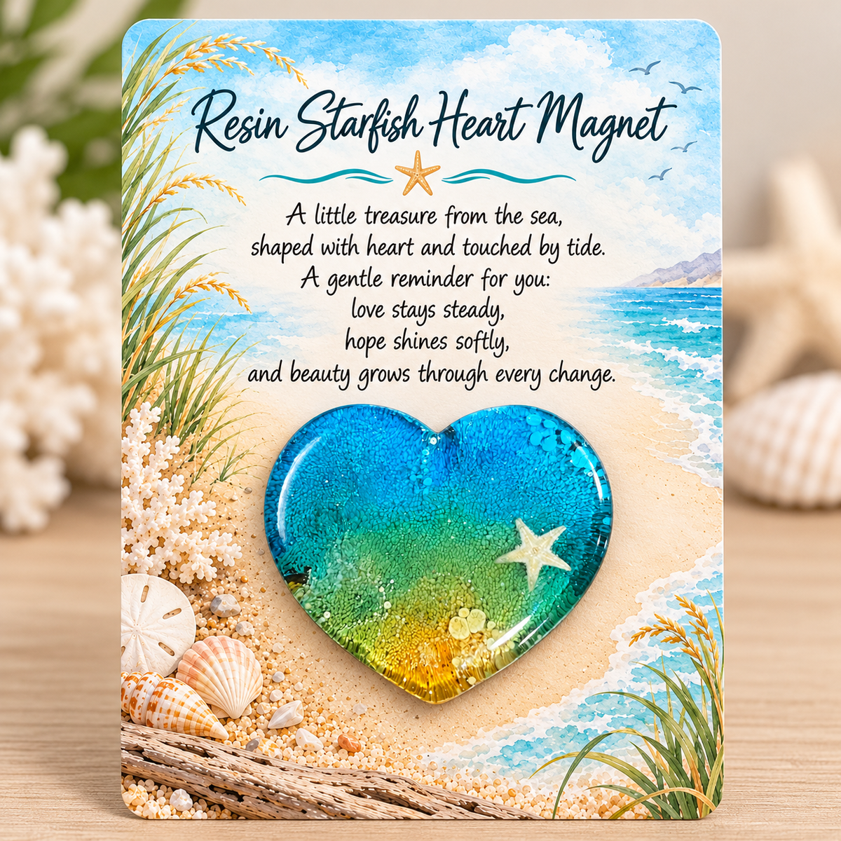 Handcrafted Resin Starfish Heart Magnets – Ocean Inspired Gifts
