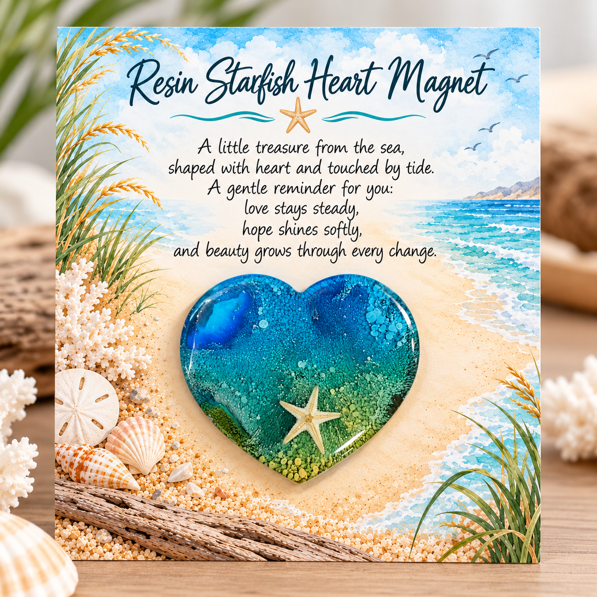Handcrafted Resin Starfish Heart Magnets – Ocean Inspired Gifts